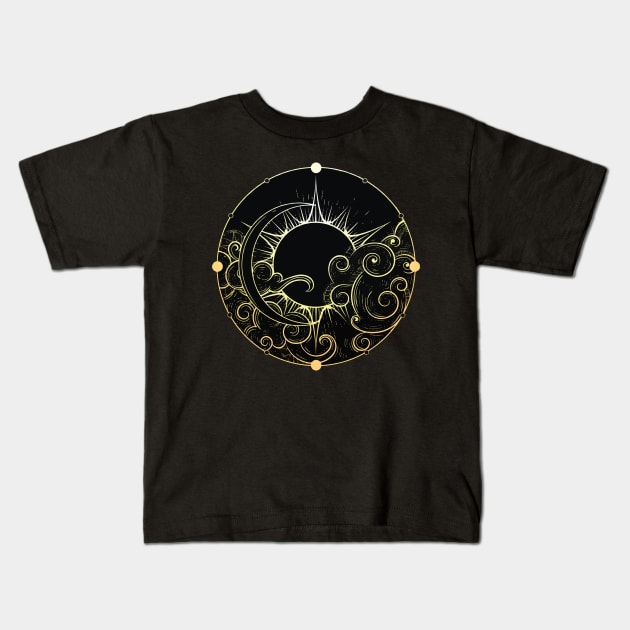 Sun And Moon Kids T-Shirt by hotzelda